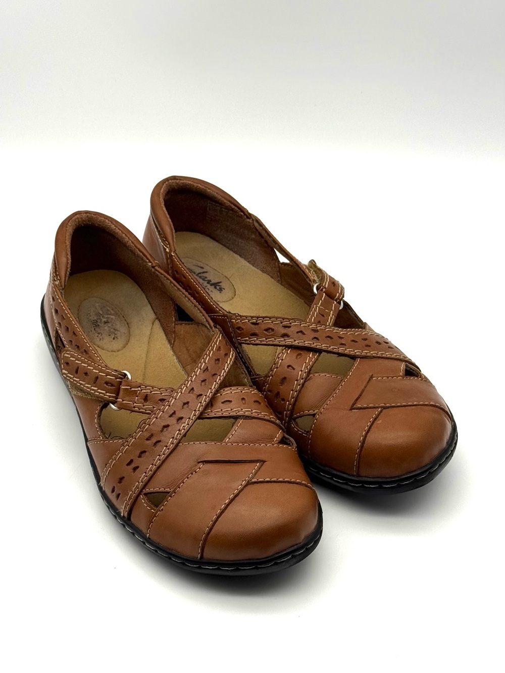 Clark’s Collection Ashland Spin Flats Tan Brown Leather 9